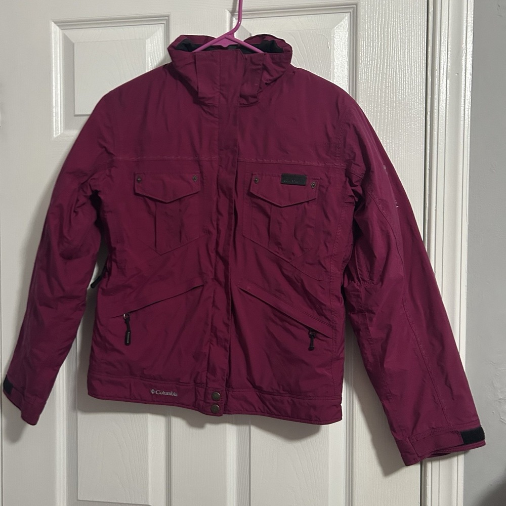 Columbia Titanium Omni-Tech Waterproof Winter Jacket Magenta size 14/16 ,No Hood